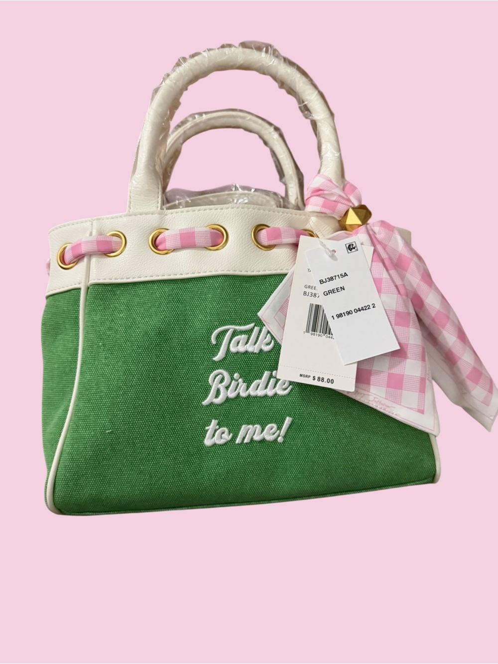 ⛳BETSEY JOHNSON🎀NWT🎀Coquette Talk Birdie To Me Scarf Handle Satchel🎀Adorable!